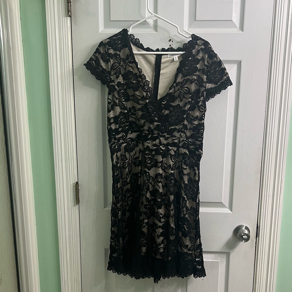 Roommates Black and Cream Lace Mini Dress